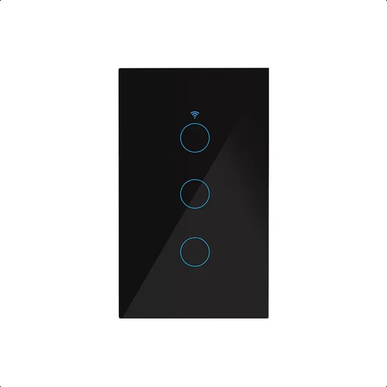 Interruptor Inteligente Triple Wifi Negro Sin Neutro