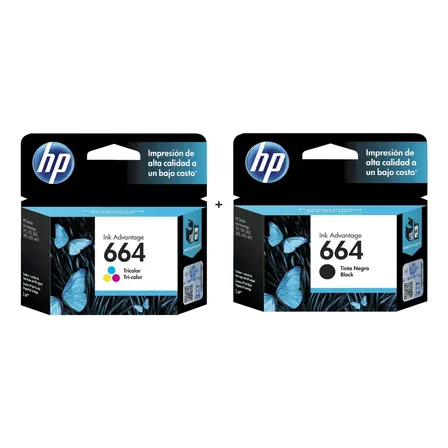 Pack Tintas Hp 664 Negra + 664 Tricolor
