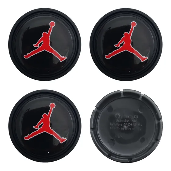 4 Centros De Rines Autos Jordan Negro Rojo 56mm