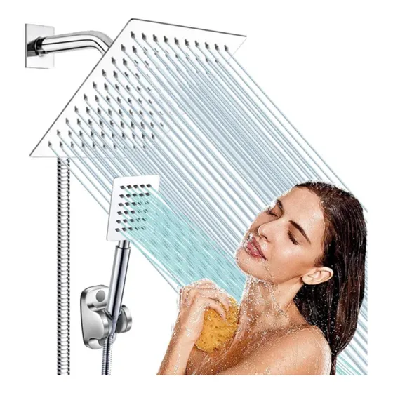 Kit De Ducha 20cm Acero + Ducha De Mano + Desviador De Ducha