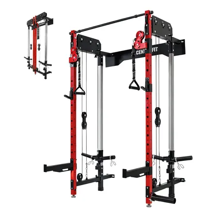 Power Rack Empotrado Rack Plegable Jaula Entrenamiento Poleas Multifuncional Dominadas Soporte Barra Olímpica Anclaje Pared Capacidad 350 kg Porta Discos Acero Uso Profesional