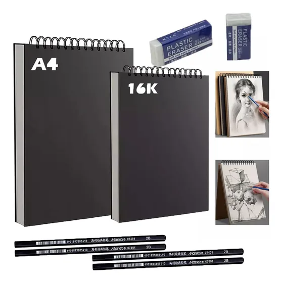 2 Libro Cuaderno Dibujo O Papel Para Acuarela Con Lápiz, Kit