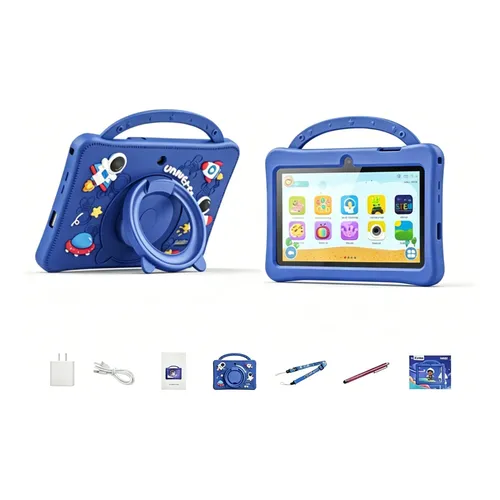Android タブレット 4GB RAM+128GB ROM (BLUE) Tablet Infantil Kids de 7