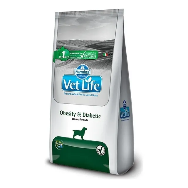 Alimento Vet Life Natural Canine Obesity & Diabetic para perro adulto todos los tamaños sabor mix de 10.1 kg