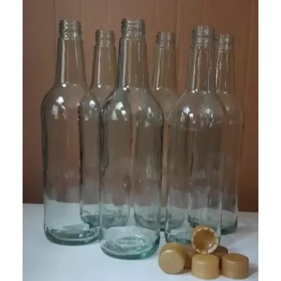 Botella De Vidrio De Litro Y De 070 Con Tapas Nuevas En Caja