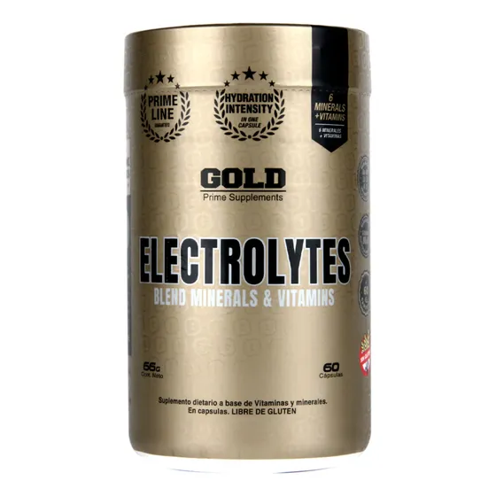 Electrolytes 60 Cap Sales + Minerales + Vit Gold Nutrition Sabor Sin sabor