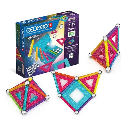 Juego Bloques Magneticos 22 Pzs En Caja Geomag Color Glitter