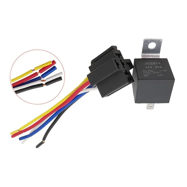 Rele 5 Pin Jd2914 Con Porta Rele 24v 40a