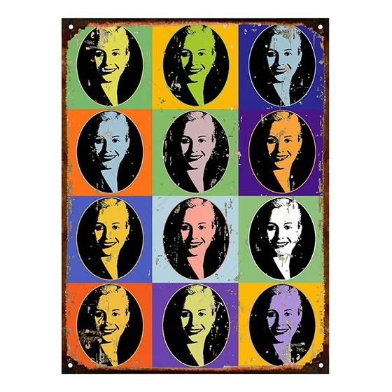 Cartel De Chapa Eva Peron Evita Warhol Multicolor 30x40cm