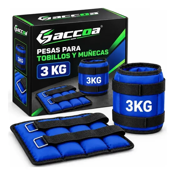 Par Pesas Tobillo Tobillera Fitnes Gym Muñecas ejercicios 3kg cada una / 6kg Par Negro/azul GAC-1012935 gaccoa