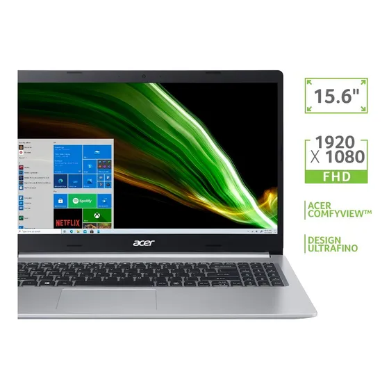 Notebook Aspire 5 A515-54 15.6" prata 4GB de Ram - 256GB SSD - Intel Core i3