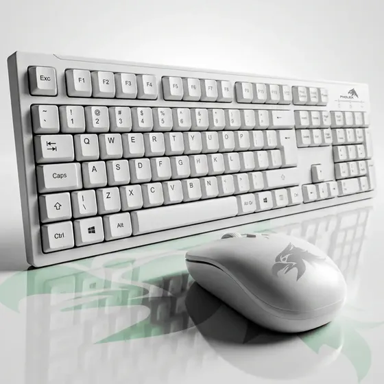 Kit Teclado E Mouse Sem Fio Usb 2.4g Para Notebook Desktop Abnt2 Branco Pholex