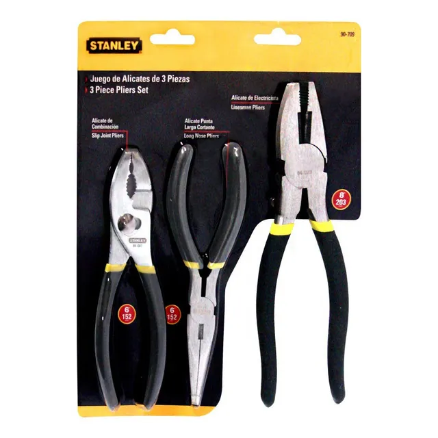 Juego De 3 Pinzas Para Electricista Stanley Sta-90-709