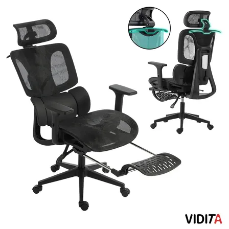 Silla de Oficina Proteo Vidita Ergonómica con Malla Aerovith Negra