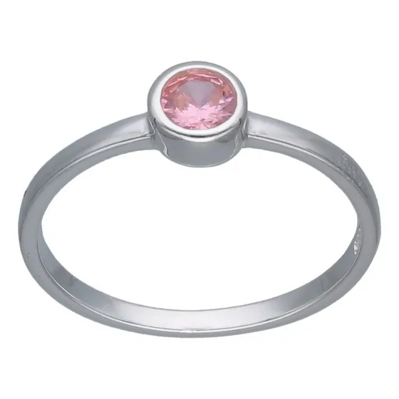 Anillo Solitario Circón Rosa Francia De Plata