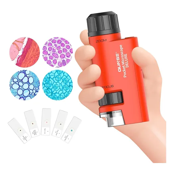 Microscopio Portátil 60x-120x Con Luz Led Y 5 Diapositivas