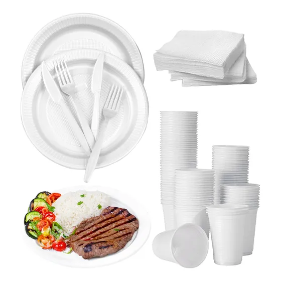 Kit Descartaveis Churrasco Talheres/ Copo/ Prato 100 Pessoas