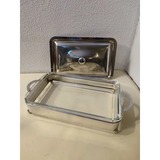Chafing Dish Con Baño De Plata Y Pyrex.