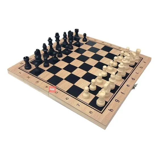 Juego De Mesa Ajedrez De Madera 3 En 1 Dama Backgamon