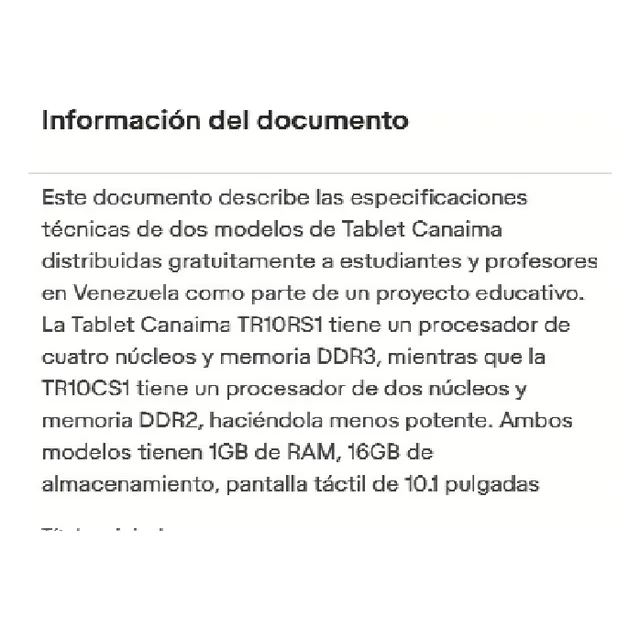 Tablet Android Canaima