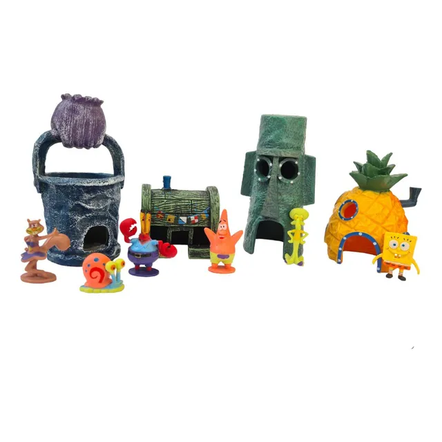 Enfeite De Aquário Turma Do Bob Esponja C/10 Pçs Decoração