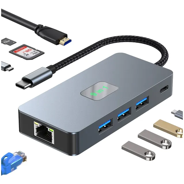 Hub Adaptador Usb Tipo C 9 En 1 Para Mac Macbook Windows