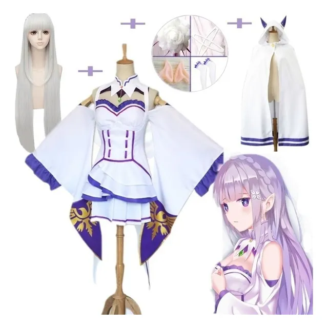 Yi Vestido Z Emilia Re Zero Conjuntos De Cosplay Peluca