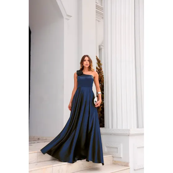 Vestido De Festa Longo Cetim Com Fenda Madrinha Casamento