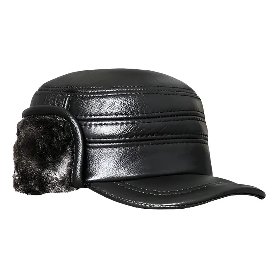 Gorro Jockey Forrado Cuero Genuino Lujo Orejeras Mod. Legión