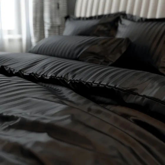 Funda Duvet A Rayas Cama King Color Negro