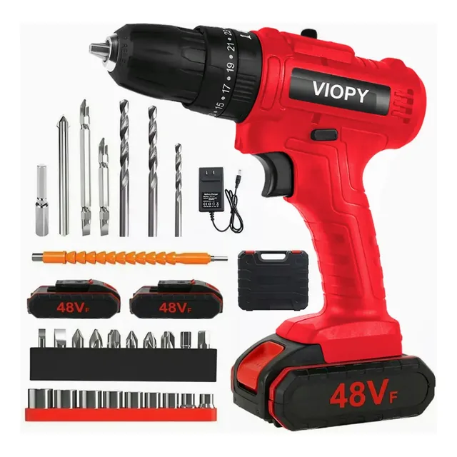 Taladro Inalámbrico Con 2 Batería De Litio Color Rojo Viopy VY