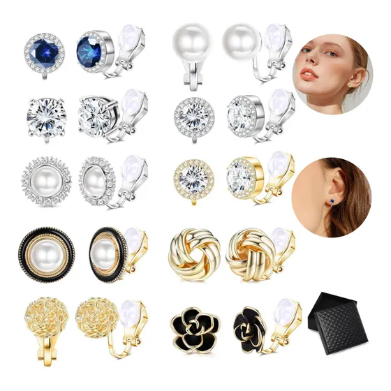 10pare Aretes Falso Mujer Aretes Clip Sin Piercing Ajustable
