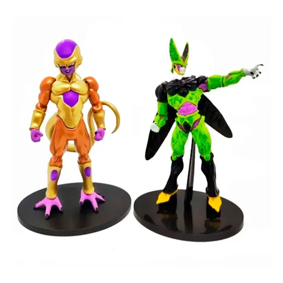 Set X2 Figuras Dragon Ball Z Cell + Freezer Dorado 18cm Muñe