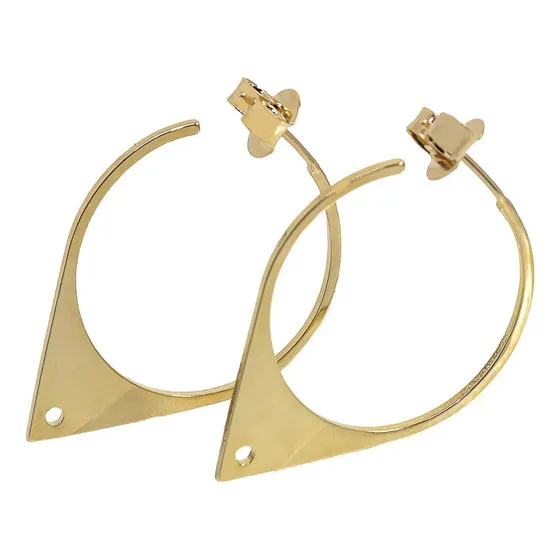 Brinco Argola Ponta Semijoia Fashionista Folheado Ouro 18k M