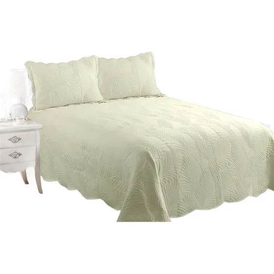 Cubrecama Quilt Liso 2 1/2 Plazas Con  2 Fundas Amarelo