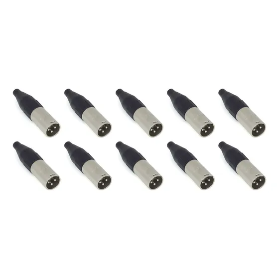 Kit Com 10 Conectores Xlr Macho Santo Angelo Sa2x Niquelado