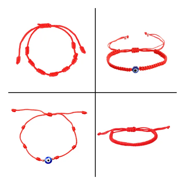 4 Pulseras Roja Protección Mal De Ojo Suerte Amuleto Energía