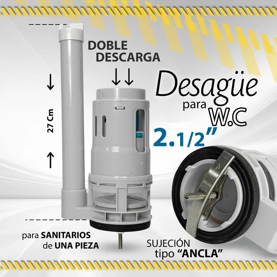 Desague P/wc De 2.1/2 Doble Desc 27 Cm Alto Tipo Ancla/vip99