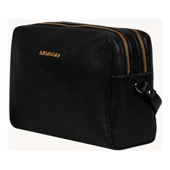 Bolsa Transversal Feminina Em Couro Pequena Lisa Basic Preta Cor Preto
