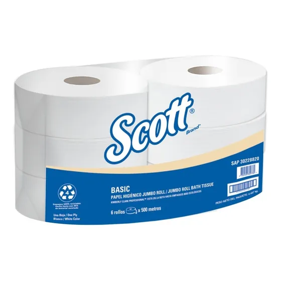 Papel Higiénico Jumbo Scott Basic 500 M 6 Rollos