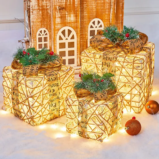 ¿navidad? Cajas De Decoración Con Iluminación Led, Juego De