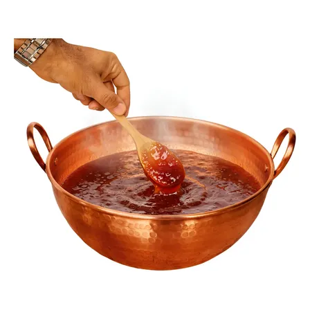 Tacho De Cobre Puro 8 Litros Alça De Cobre+colher De Madeira Dourado