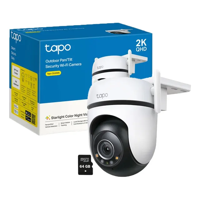 Cámara Seguridad Exterior Tapo C520ws 360° 2k 4mp Sd 64gb