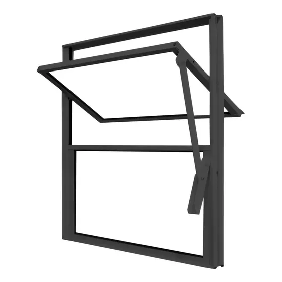 Vitro Basculante 40x40 Aluminio Preto