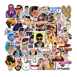 Bad Bunny 50 Calcomanias Stickers Vinil Pvc Vs Agua Bad Bunny 50 Calcomanias Stickers Vinil Pvc Vs Agua