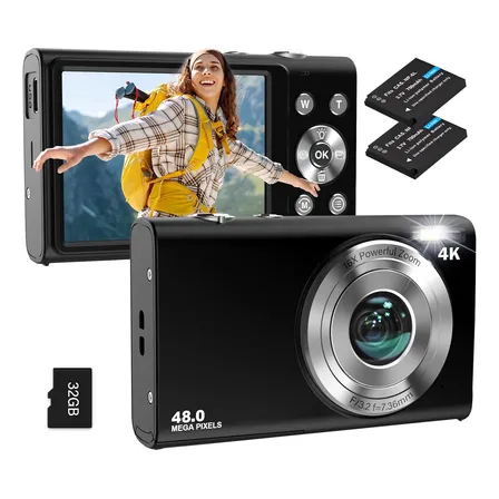 Cámara Digital 48 Mp 4k Zoom 16x + Memoria 32gb Y 2 Baterías