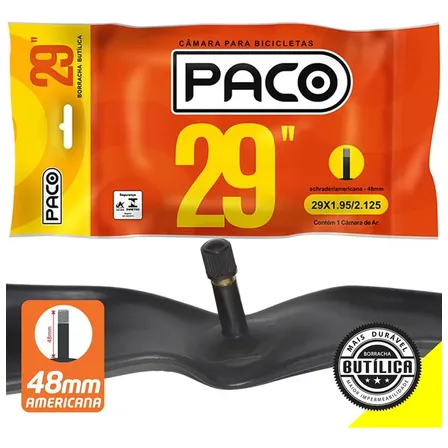 Câmara Ar 29 X 1.95/2.125 Bico Grosso Válvula Americana Mtb Tipo da válvula Schrader