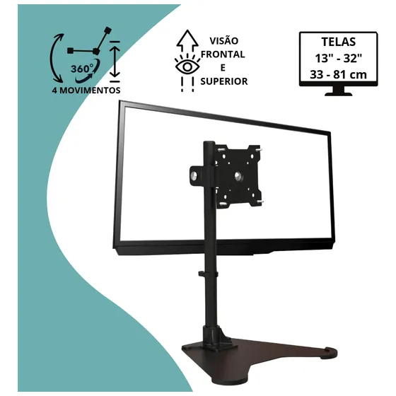 Suporte De Monitor Samsung 13 A 32 Ajuste Altura Rotação 360