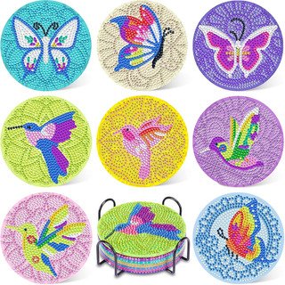 Kit De Bricolaje, 8 Posavasos De Arte De Diamante Mariposa Kit De Bricolaje, 8 Posavasos De Arte De Diamante Mariposa