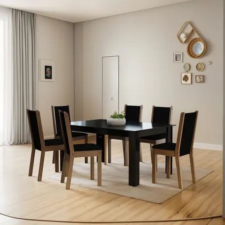 Juego De Comedor Lola Suecia 6 Sillas Vekka Color Negro Diseño de la tela de las sillas Liso